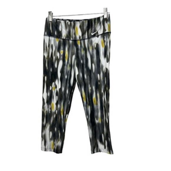 Nike Dri-Fit Gray & White Cropped 20" Leggings Women's Size Small - Picture 1 of 5
